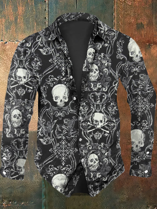 Men's Halloween Skull Print Casual Shirt