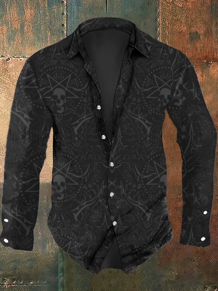 Men's Halloween Dark Print Casual Shirt