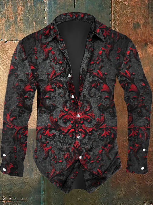 Men's Vintage Floral Print Casual Shirt