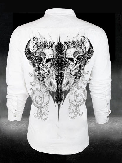 Men's Retro Wings Faith Printed Casual Long Sleeve Shirt