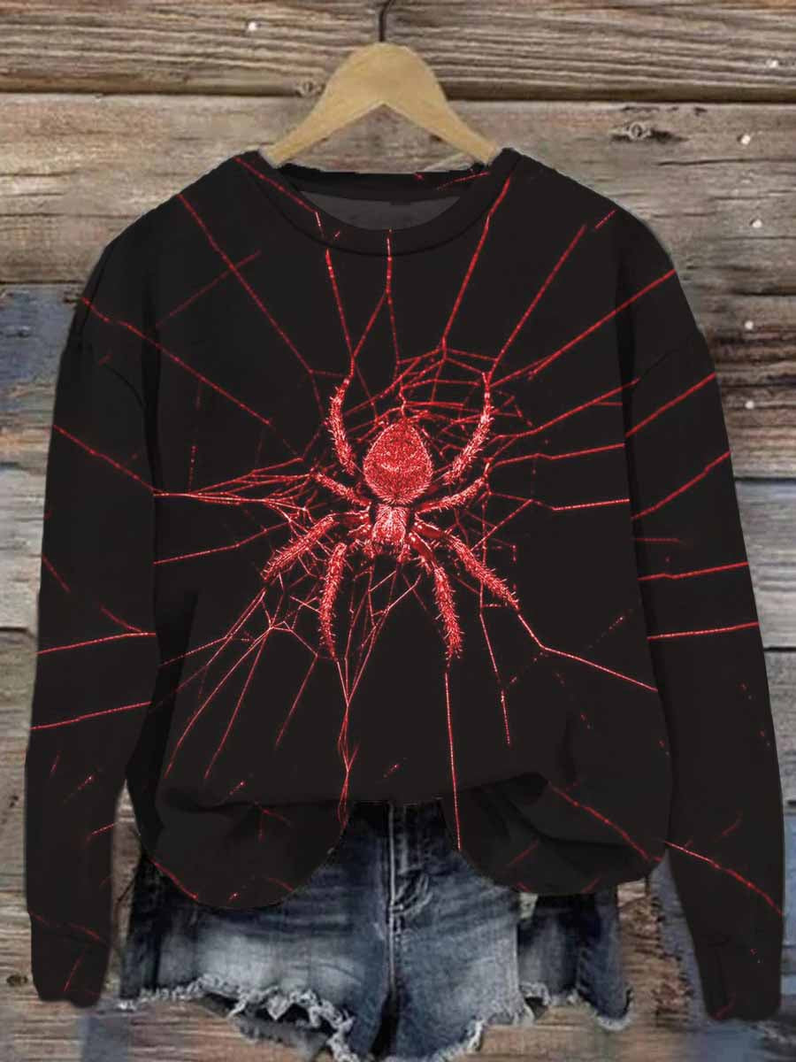 Unisex Halloween Spider Print Casual Sweatshirt