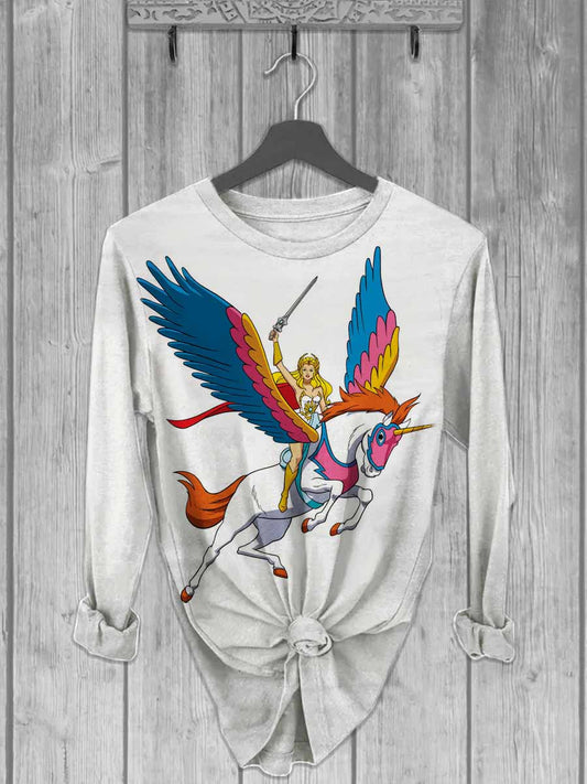 Unisex Unicorn Print Casual Long Sleeve T-Shirt