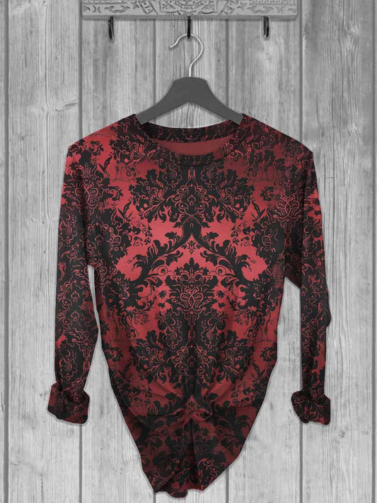 Unisex Vintage Print Casual Long Sleeve T-Shirt