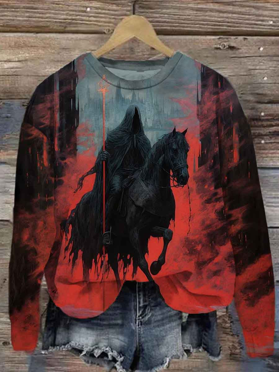 Unisex Halloween Dark Knight Print Casual Sweatshirt