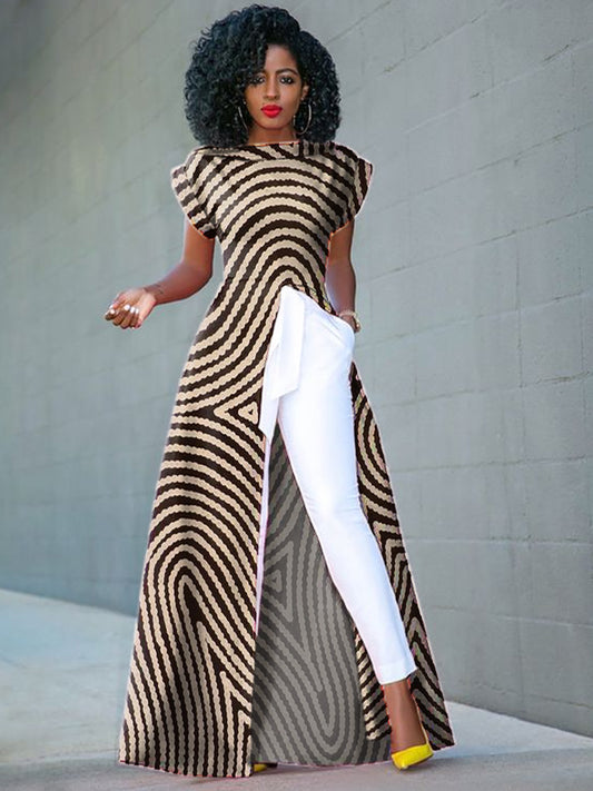 Women's Geometric Print Fashion Slit Dress