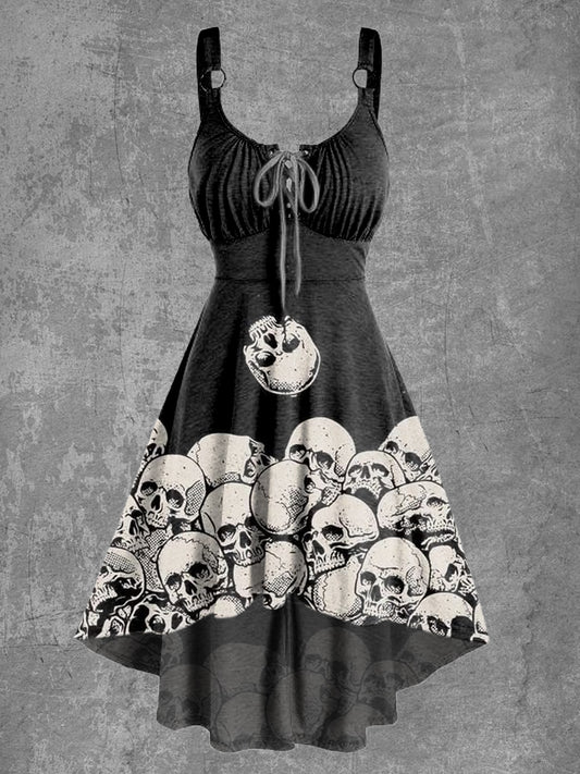 Women's Skull Print Sexy Suspender Mini Skirt