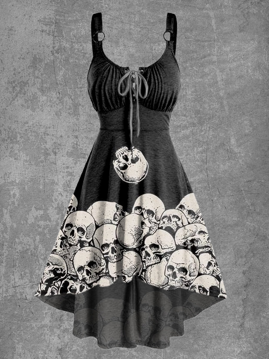 Women's Skull Print Sexy Suspender Mini Skirt