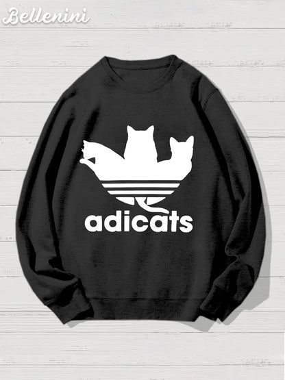 Unisex Funny Cat Print Casual Crewneck Sweatshirt