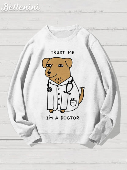 Unisex Funny Dogtor Printed Casual Crewneck Sweatshirt