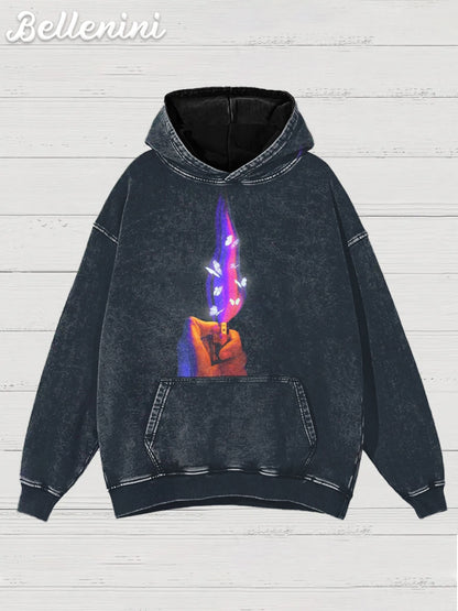 Unisex Retro Fantasy Lighter Printed Casual Hoodie