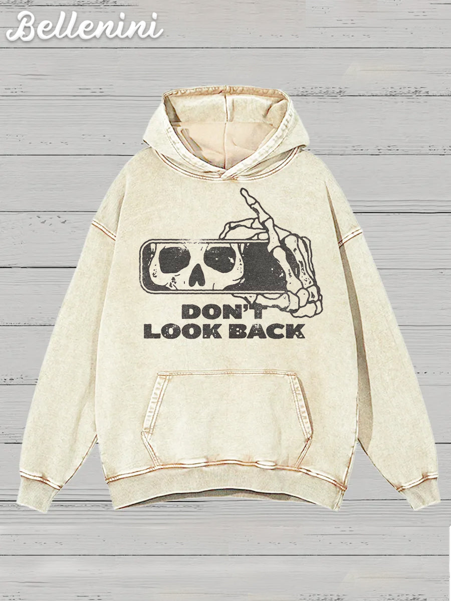 Unisex Retro Halloween Don't Look Back Printed Casual Hoodie