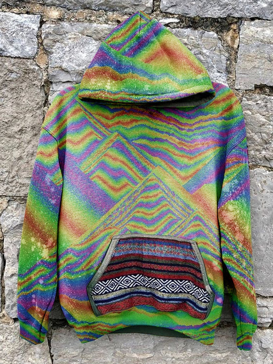 Unisex Vintage Color Art Graphic Print Hoodie