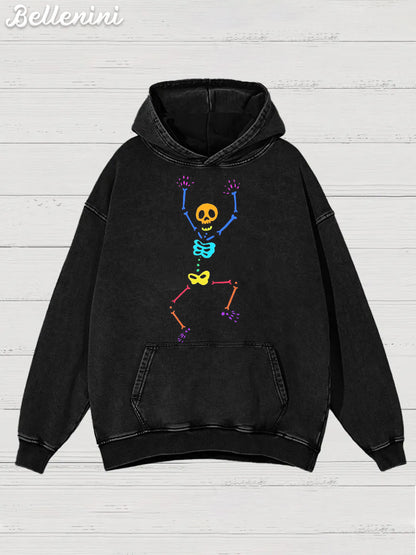 Unisex Retro Skull Illustration Printed Casual Hoodie