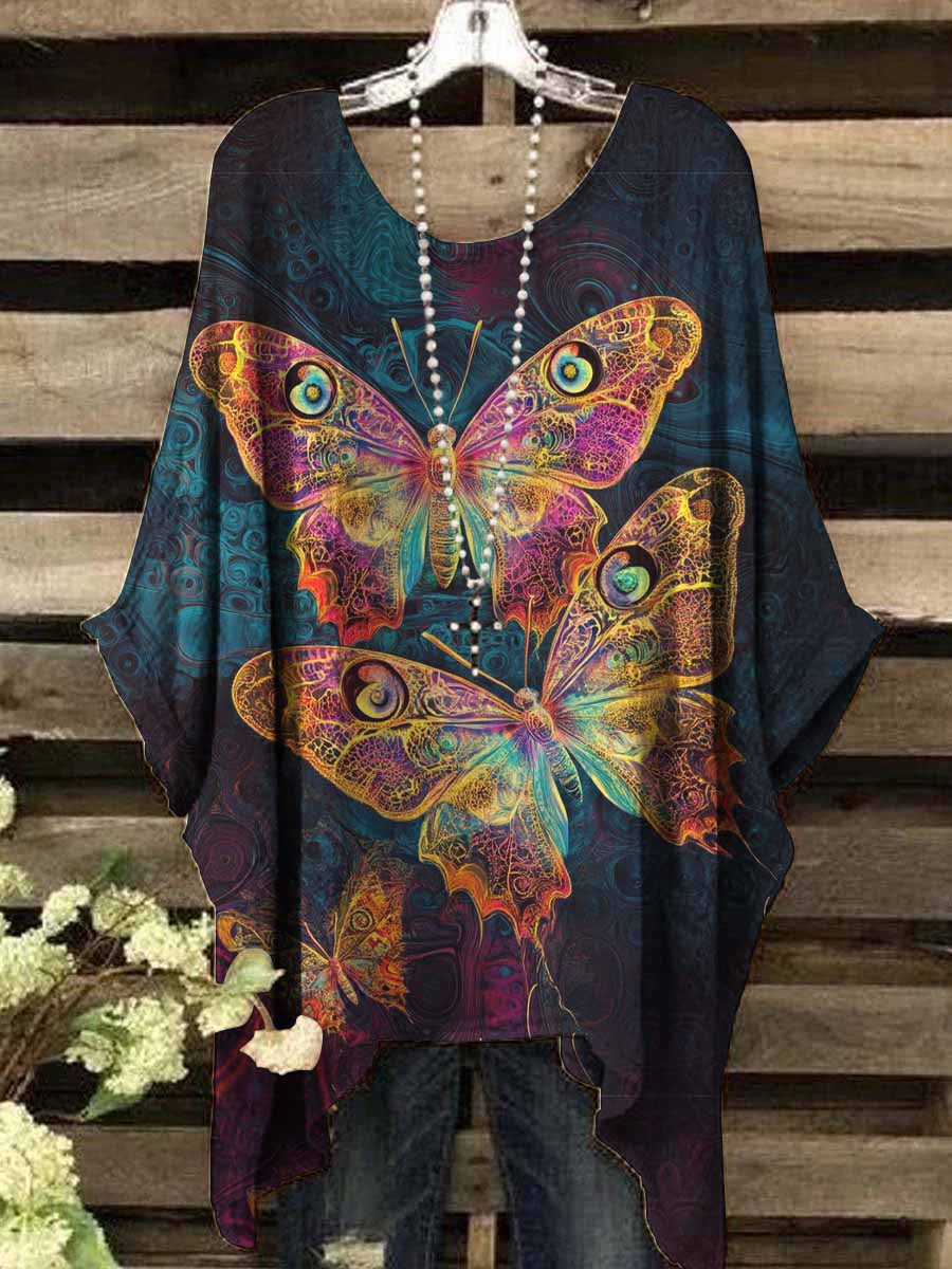 Women's Vintage Butterfly Print Top