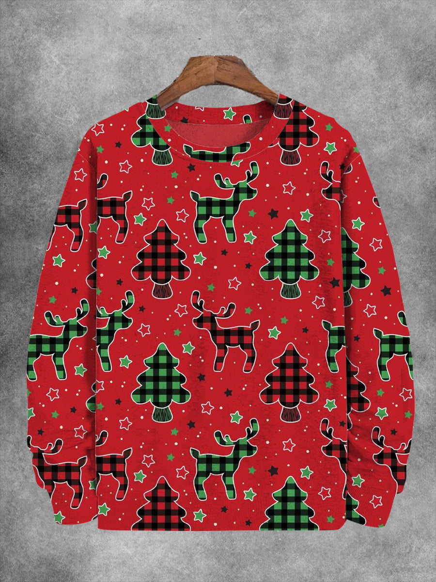 Unisex Christmas Reindeer Print Casual Sweatshirt