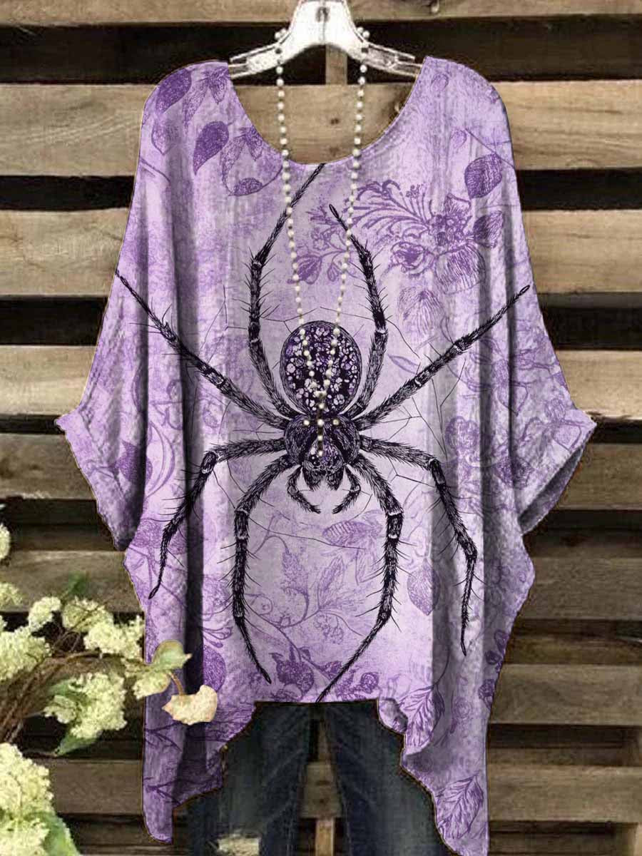 Women's Halloween Spider Print Top