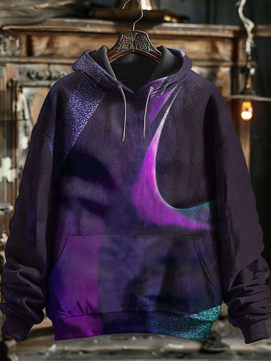 Unisex Abstract Color Print Hooded Sweatshirt With Pocket