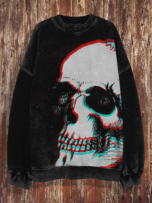 Unisex 3D Skull Print Halloween Crew Neck Casual Sweatshirt