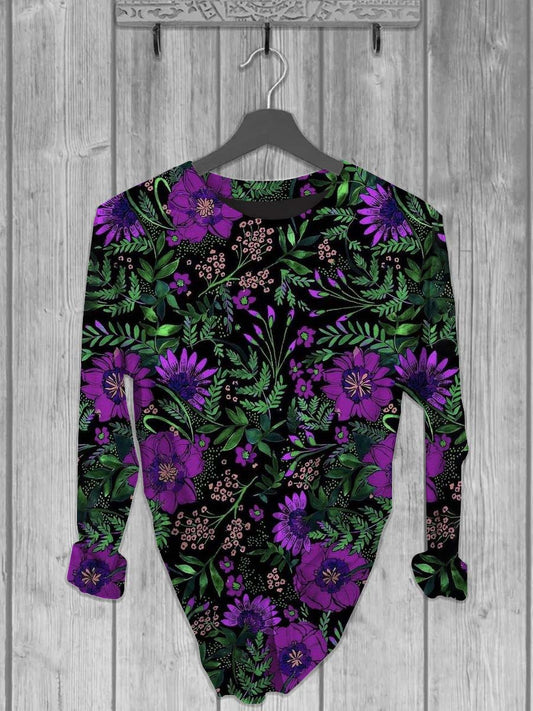 Unisex Floral Abstract Design Long Sleeve T-Shirt