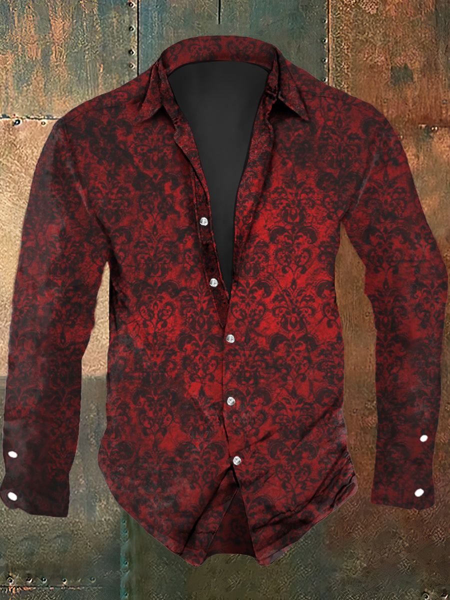 Men's Retro Graphic Print Casual Shirt Long Sleeve