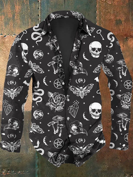 Men's Halloween Printed Casual Shirt Long Sleeve