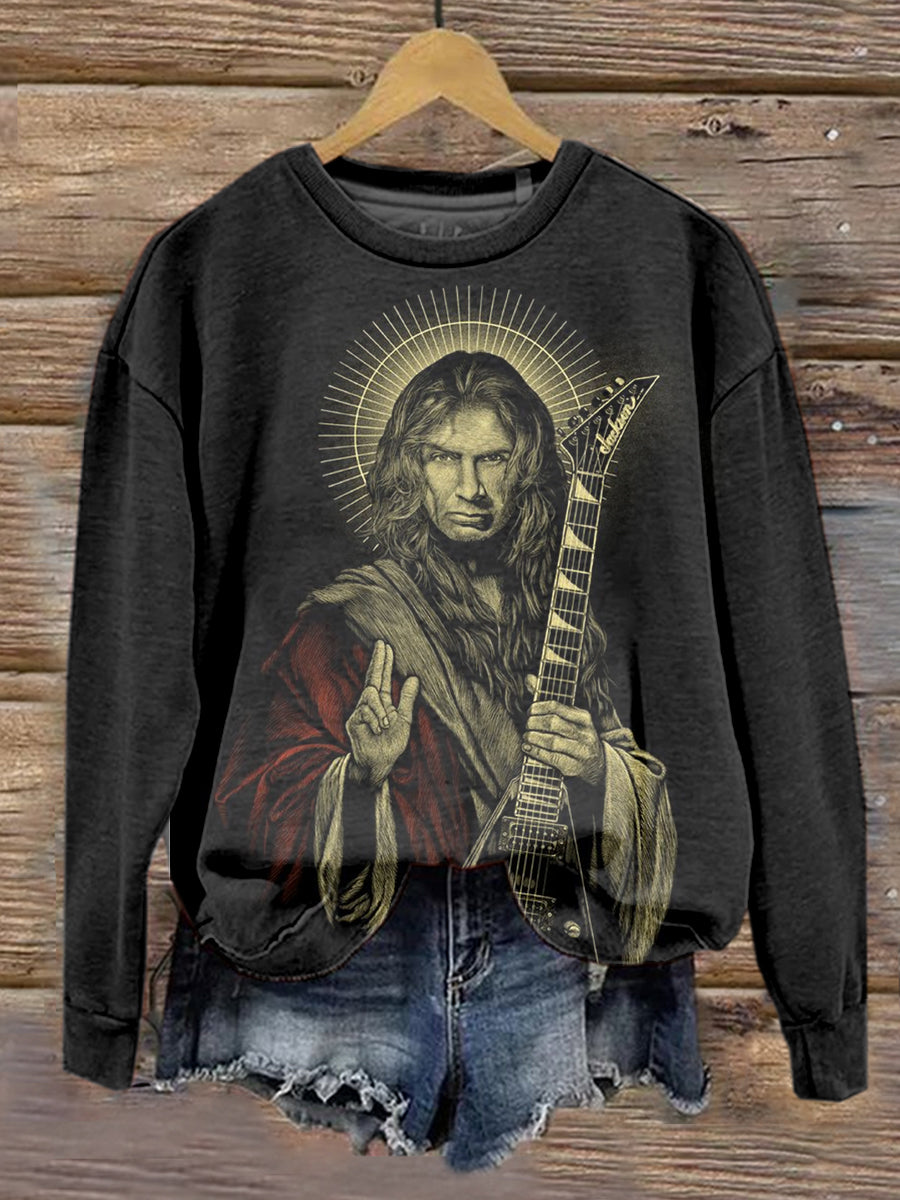 Unisex Funny God Rock Music Print Casual Sweatshirt