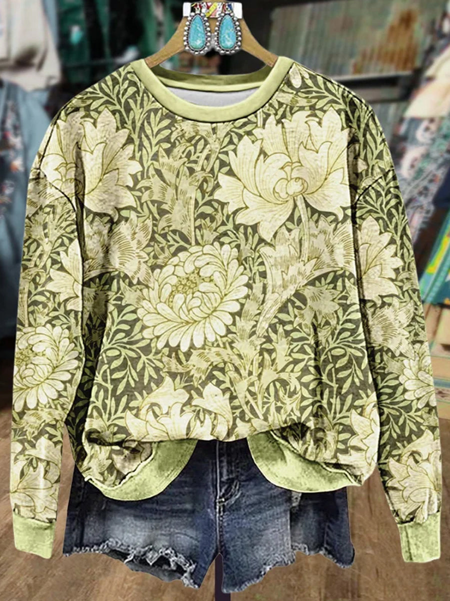 Women's Vintage Floral Print Casual Sweatshirt