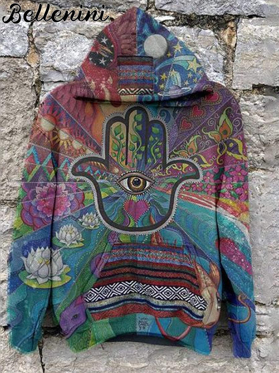 Unisex Retro Hippie Graphic Print Casual Hoodie