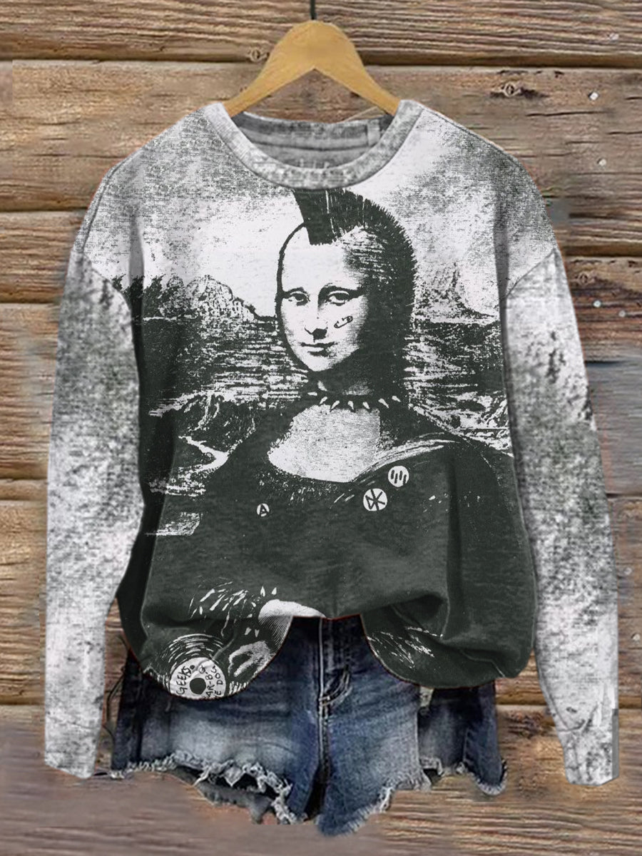 Unisex Retro Funny Punk Print Casual Sweater