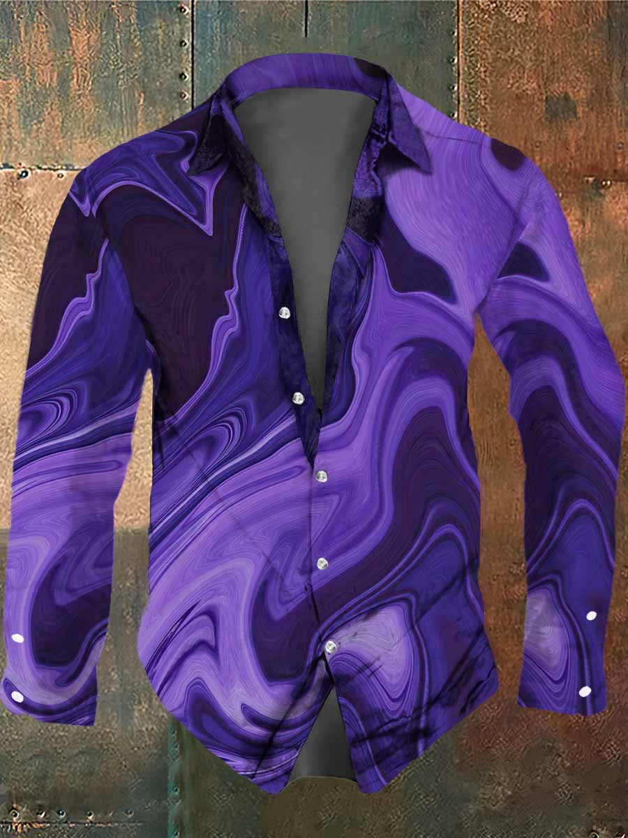 Men's Abstract Aurora Halloween Print Casual Shirt Long Sleeve