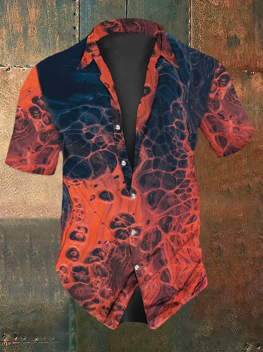 Men's Color Abstract Print Casual Vintage Shirt