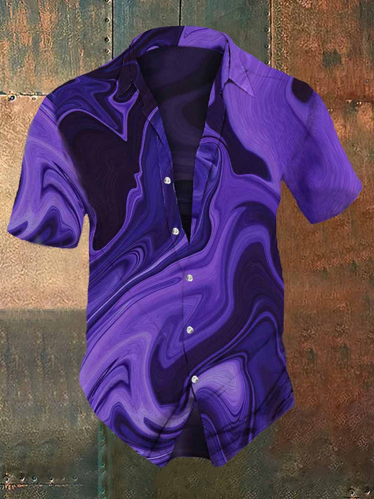 Men's Abstract Aurora Halloween Print Casual Vintage Shirt