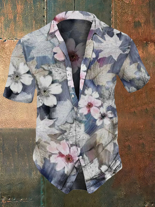 Men's Floral Print Casual Vintage Shirt